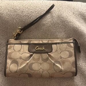 Coach Beige and Brown Wristlet